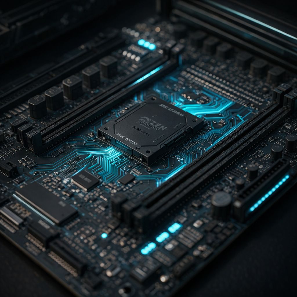 Stilisiertes Bild eines Prozessors.